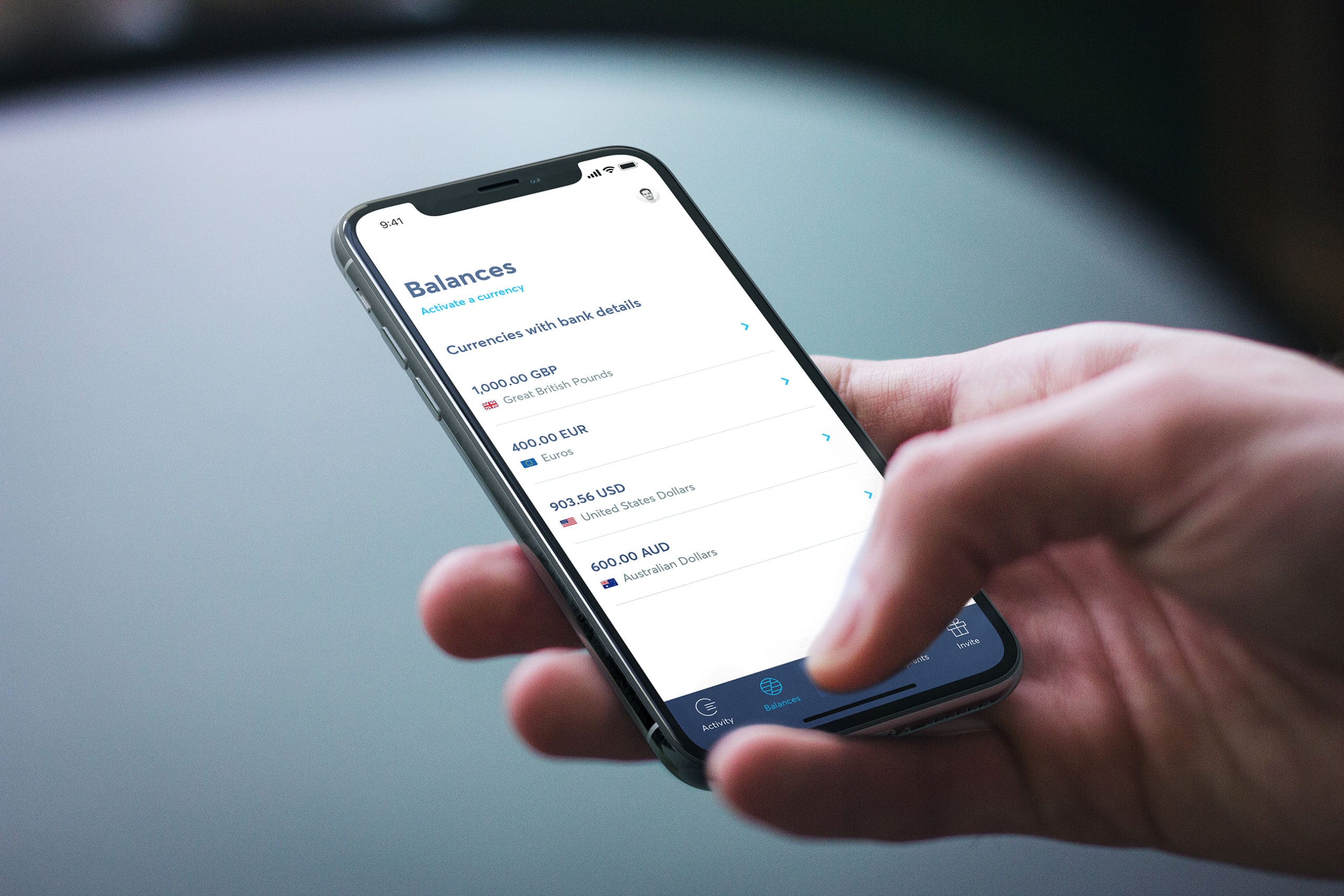 The TransferWise Borderless mobile app. Image provided by TransferWise.