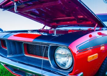 A car with the hood open