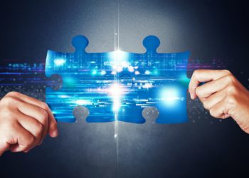 Two cyber puzzle pieces coming together