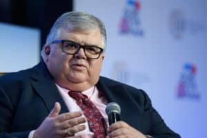 Agustin Carstens, chief executive officer of the Bank for International Settlements, speaks during the Institute of International Finance (IIF) Spring Membership Meeting in Tokyo, Japan, on Thursday, June 6, 2019. Bank of Japan Governor Haruhiko Kuroda says the most important role of financial regulation and supervision is to address market failures.
