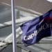 A flag displaying Capital One's logo