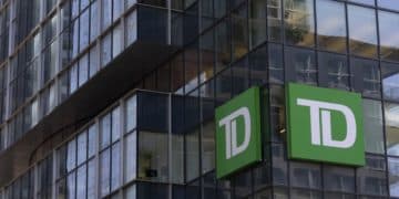 A Toronto-Dominion (TD) bank in downtown Montreal, Quebec, Canada, on Thursday, April 28, 2022. Five Canadian banks had their price targets cut an average of 6% at RBC Capital Markets on prospects that escalating macro risks could weigh on profits.