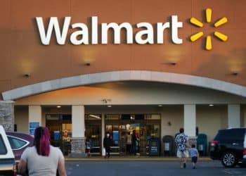 Customers outside at a Walmart store in Torrance, California, US, on Sunday, May 15, 2022. Walmart Inc. is scheduled to release earnings figures on May 17.