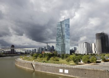 The River Main near the European Central Bank (ECB) headquarters in Frankfurt, Germany, on Thursday, Sept. 8, 2022. The ECB is on the brink of a jumbo three-quarter-point increase in interest rates to wrest back control over record inflation, even as the risk of a euro-zone recession rises. Photographer: Alex Kraus/Bloomberg