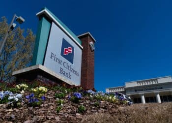 A First Citizens Bank branch sign.