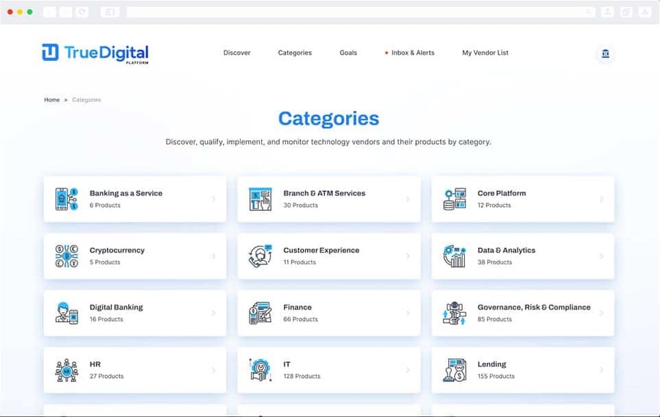 A screenshot of True Digital's website