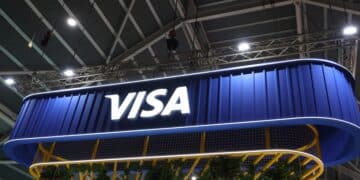 Visa Inc. signage during the Singapore FinTech Festival on Nov. 15, 2023.