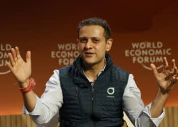 Rishi Khosla, co-founder and chief executive officer Oaknorth Bank Ltd., during a panel session on day three of the World Economic Forum (WEF) in Davos, Switzerland, on Thursday, Jan. 18, 2024. The annual Davos gathering of political leaders, top executives and celebrities runs from January 15 to 19.