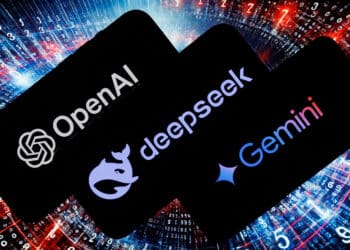 The logos of OpenAI, DeepSeek and Google Gemini artificial intelligence apps on mobile phones, arranged in Riga, Latvia, on Wednesday, Jan. 29, 2025. Microsoft Corp. and OpenAI are investigating whether data output from OpenAIs technology was obtained in an unauthorized manner by a group linked to Chinese artificial intelligence startup DeepSeek, according to people familiar with the matter. Photographer: Andrey Rudakov/Bloomberg