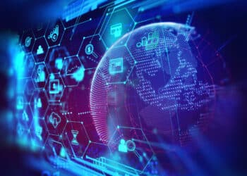 fintech icon on abstract financial technology background