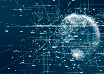 a digital grid superimposed over a globe