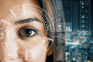 Woman have biometric scan of face