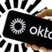 The Okta logo on a phone