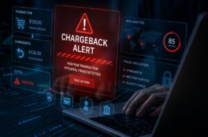 a chargeback alert on a screen