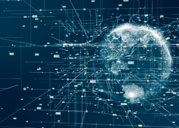 digital globe surrounded by interconnected data streams