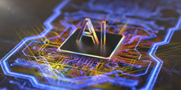 "AI" written in raised letters on a computer chip