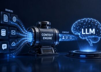 Data is fed through a context engine for use in an LLM