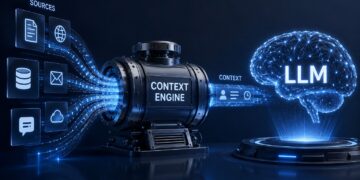 Data is fed through a context engine for use in an LLM