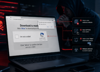 a fake CAPTCHA being used to introduce malware to a victim's computer