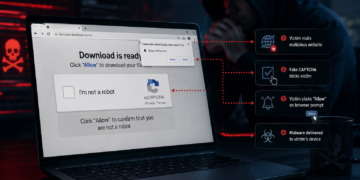 a fake CAPTCHA being used to introduce malware to a victim's computer