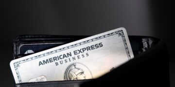 An American Express credit card arranged in New York, US, on Wednesday, Oct. 18, 2023. American Express Co. is scheduled to release earnings figures on October 20. Photographer: Angus Mordant/Bloomberg
