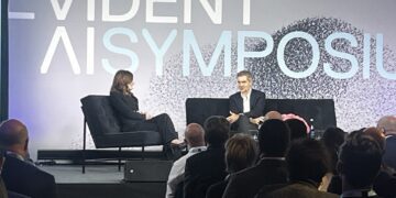 Marco Argenti on stage at Evident AI Symposium