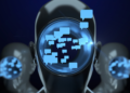 instant message bubbles in the heads of robots